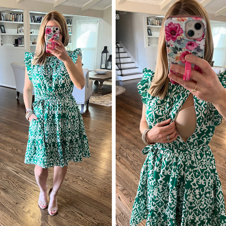 green print nursing dress