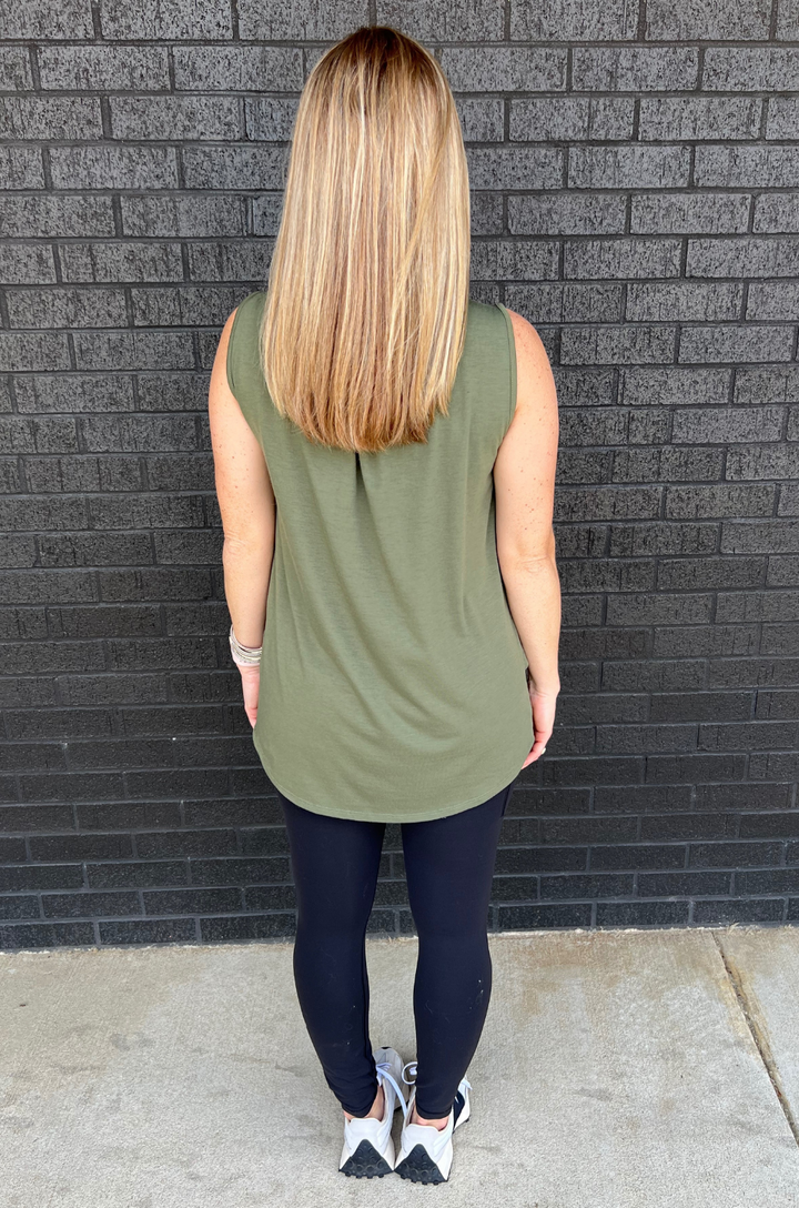 Asymmetrical nursing top in olive