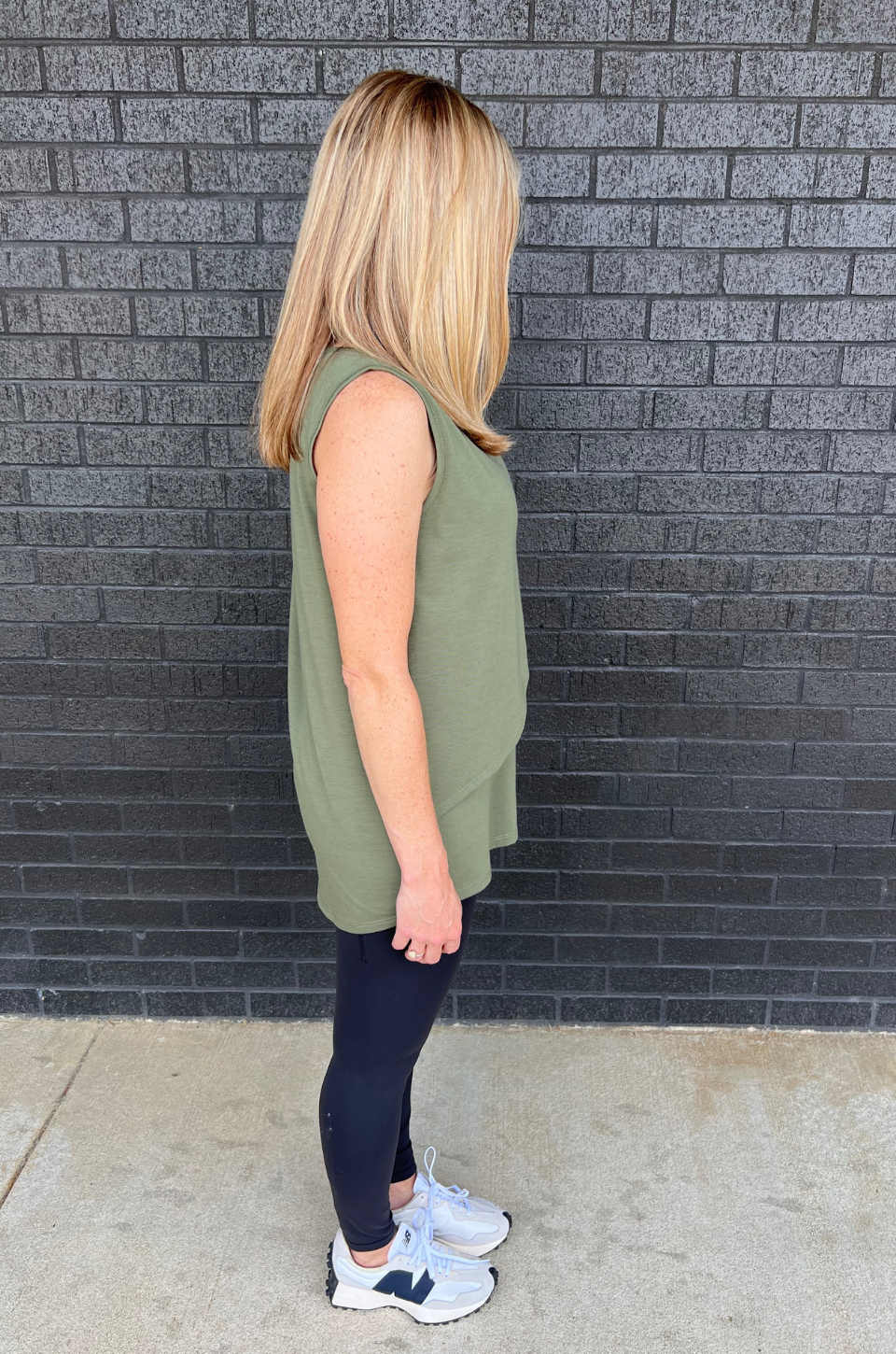 Asymmetrical olive nursing top 