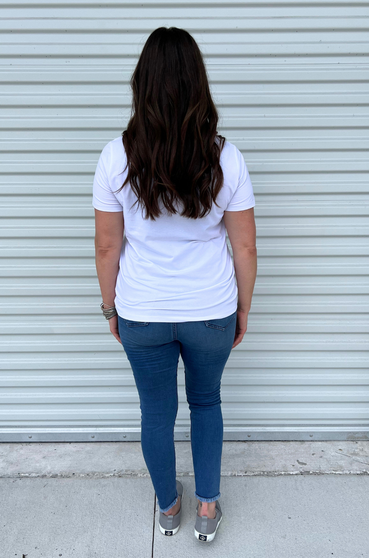 Classic white tee for breastfeeding moms