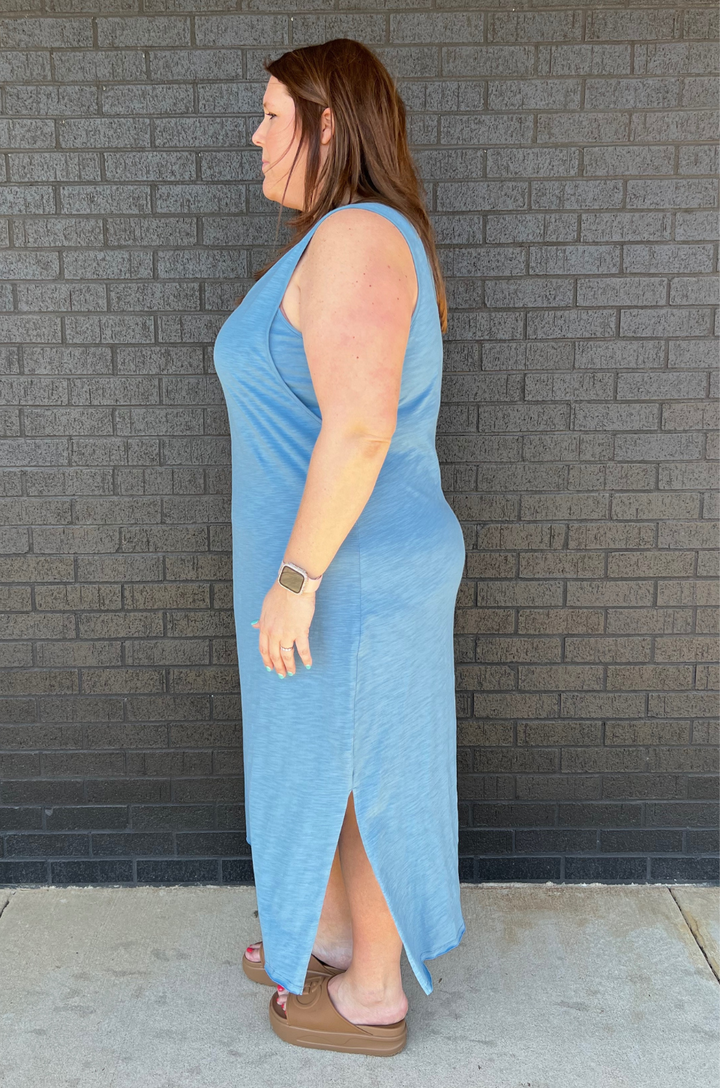 Blue nursing dress side