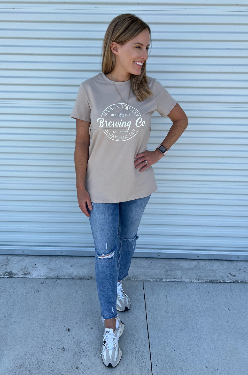 Tan tee boobery mama's shirt 