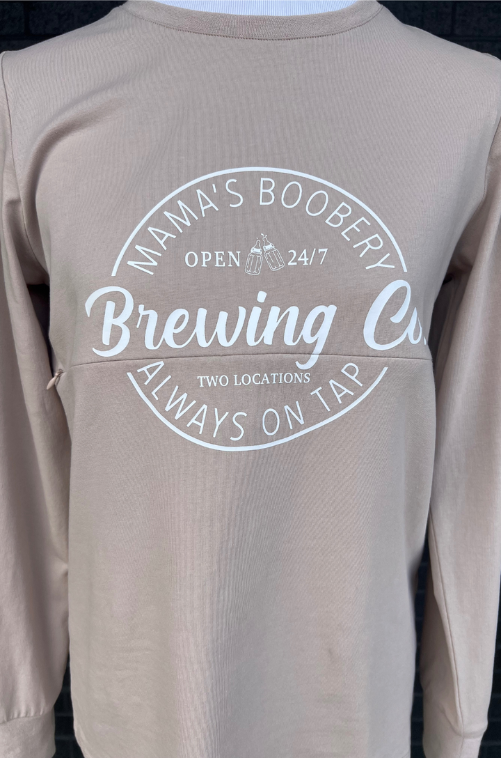 Nursing sweatshirt in tan