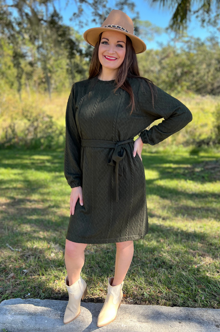 Knit nursing dress evergreen