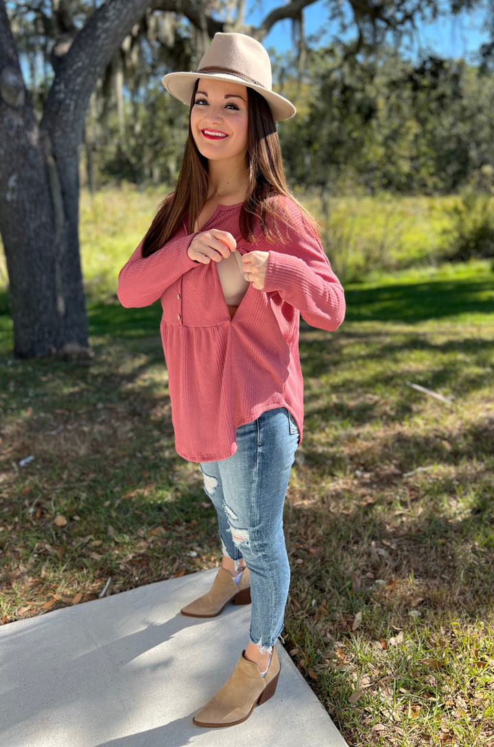 Breastfeeding tunic in mauve 