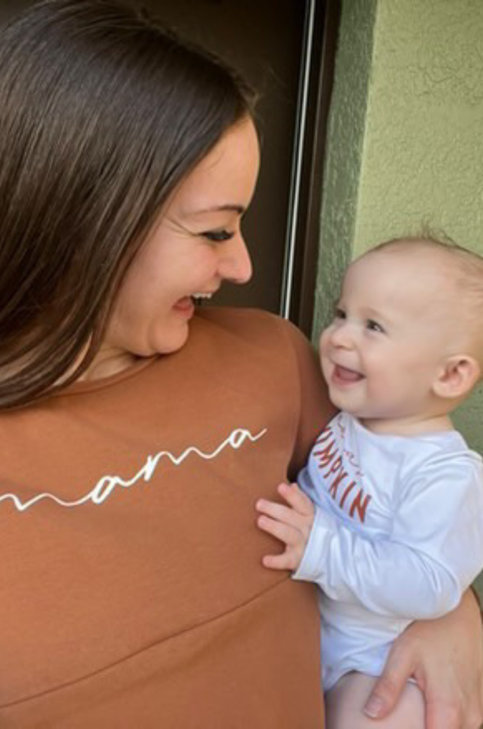 Mama and matching Mama's Pumpkin onesie