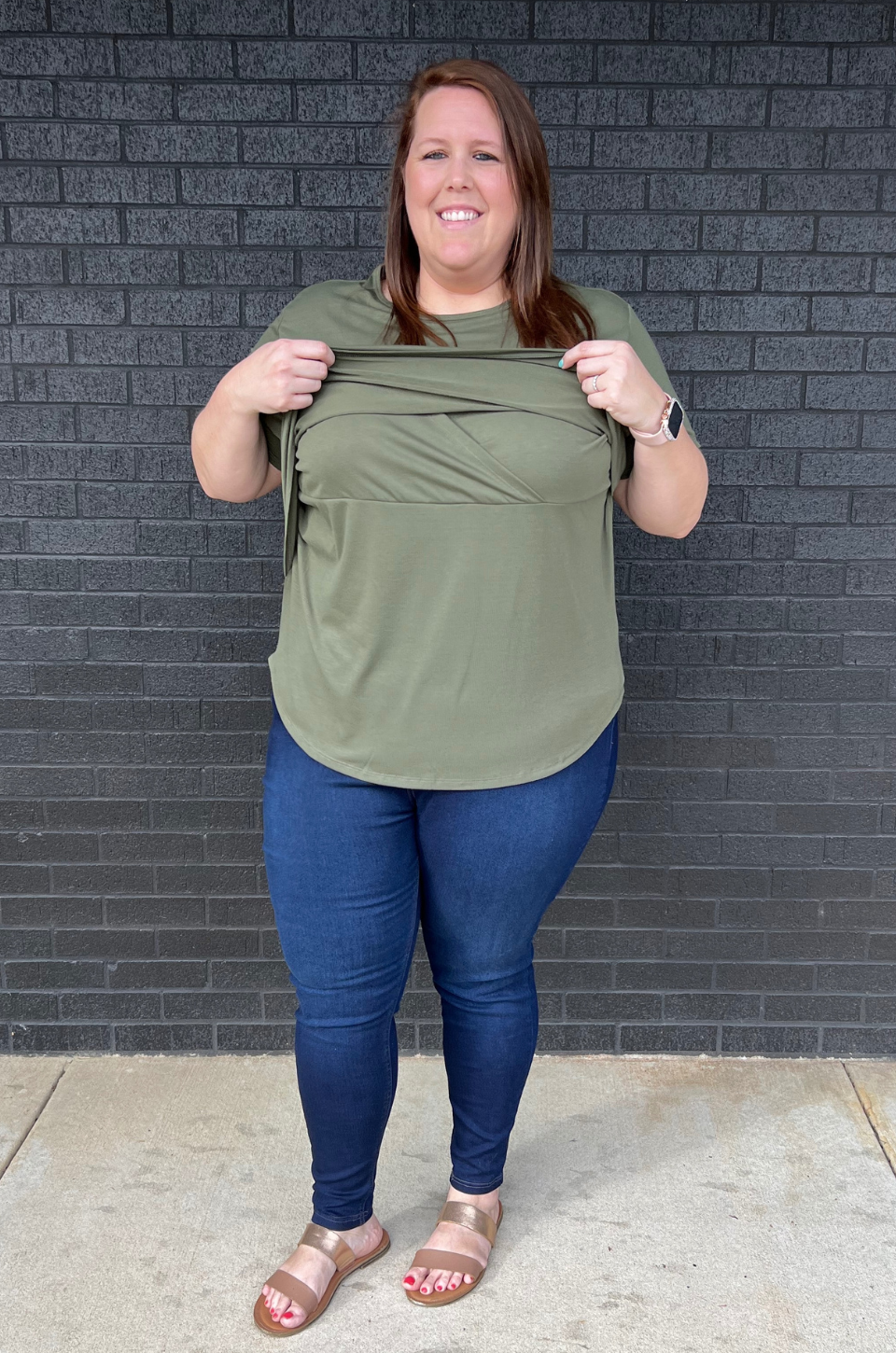 Olive nursing tee