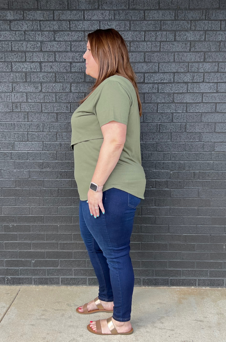 Olive nursing tee side