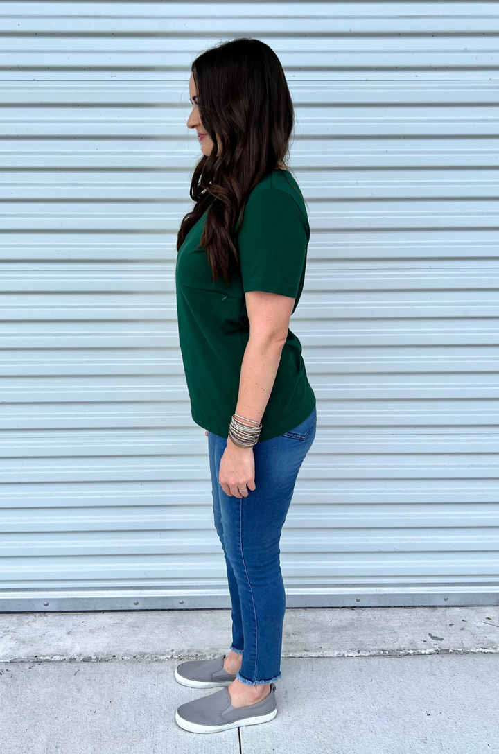 Classic green side of breastfeeding shirt