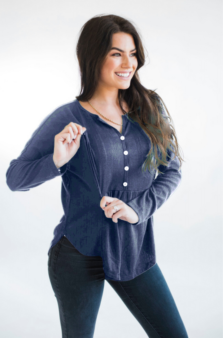 blue navy trendy nursing top