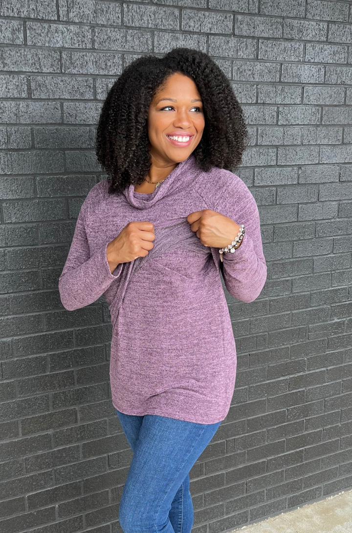 purple nursing sweater