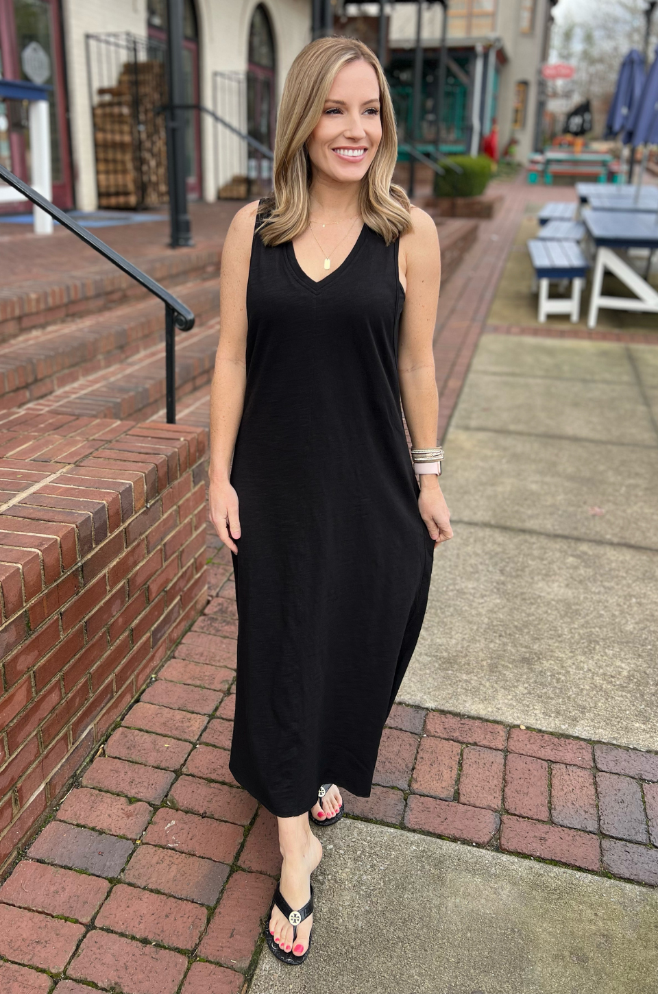 black cotton nursing dress