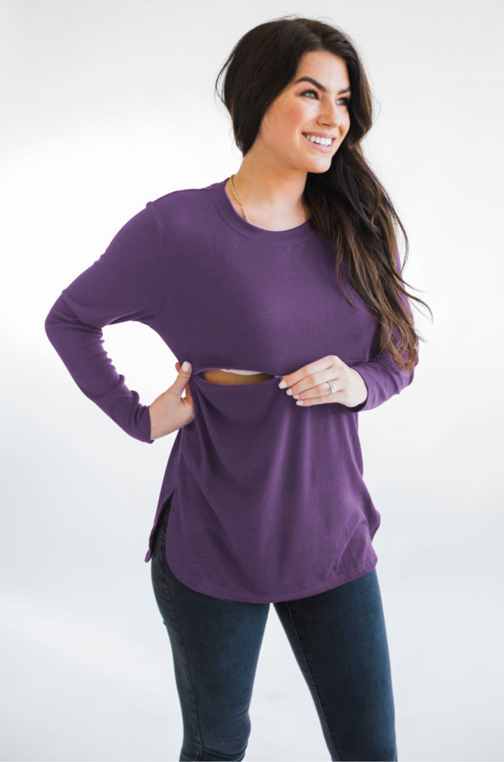 long nursing top purple