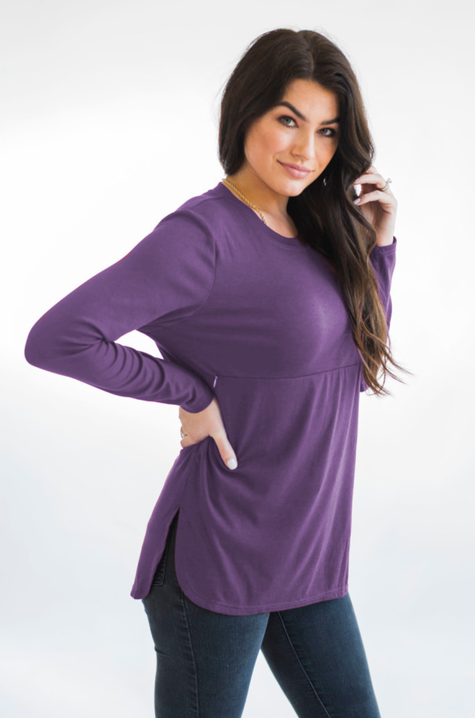 nursing tunic top purple