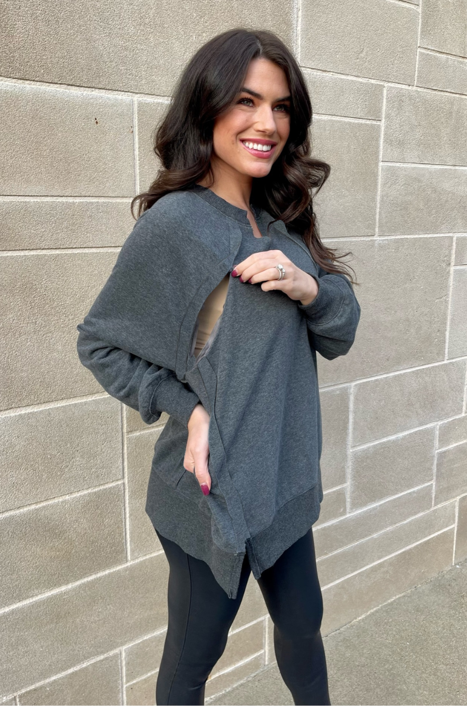 really oversized breastfeeding sweatshirt