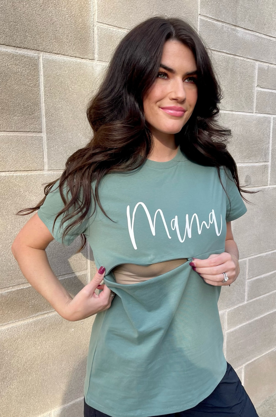 Mama nursing shirt in green