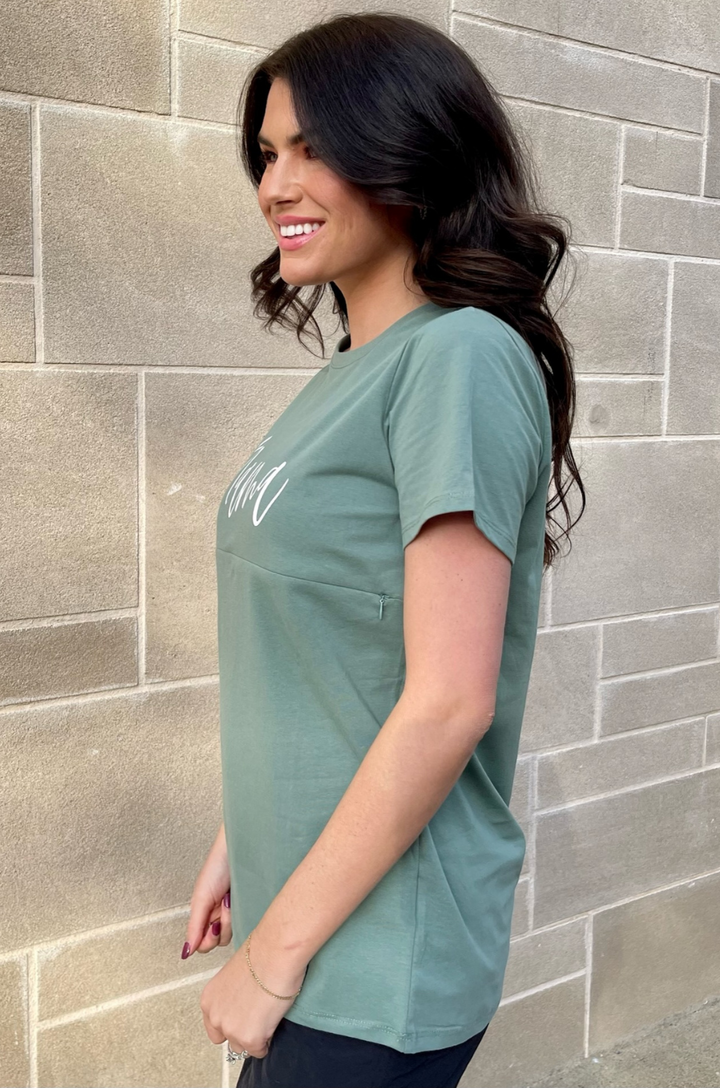 Mama nursing shirt in green