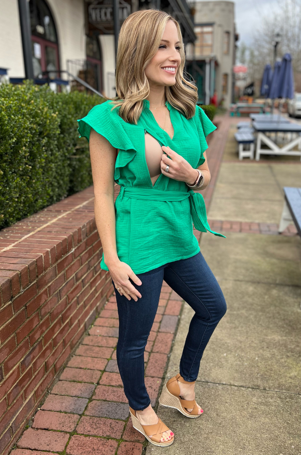 green nursing blouse