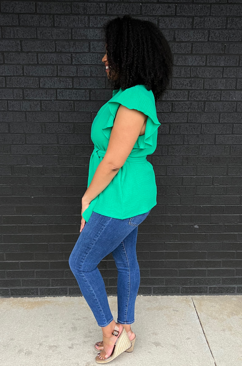 gauze green nursing top