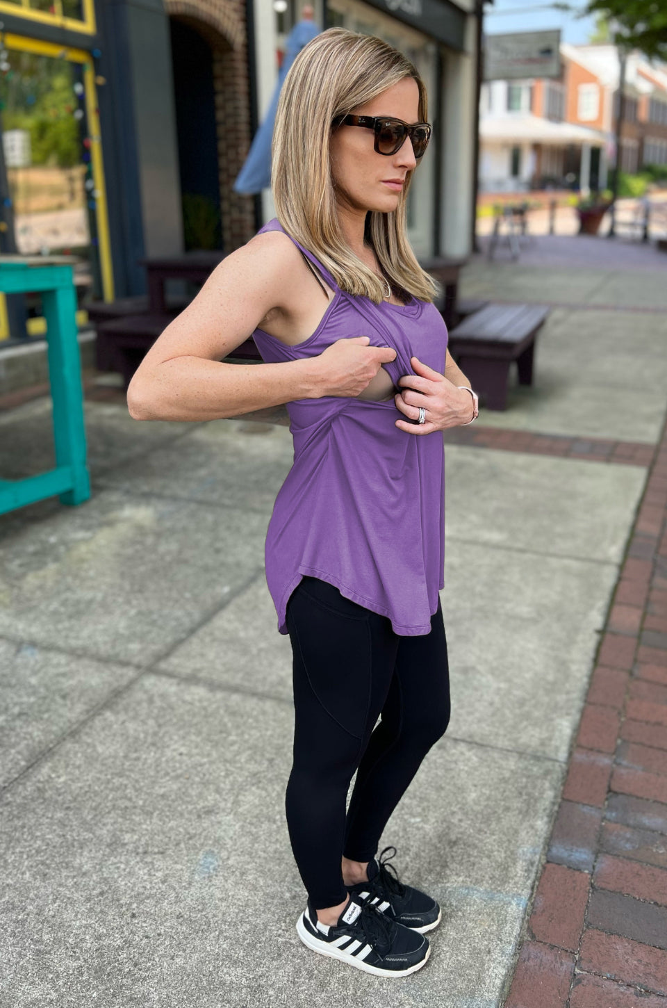 Nursing Swing Tank Top With Side Opening - Purple