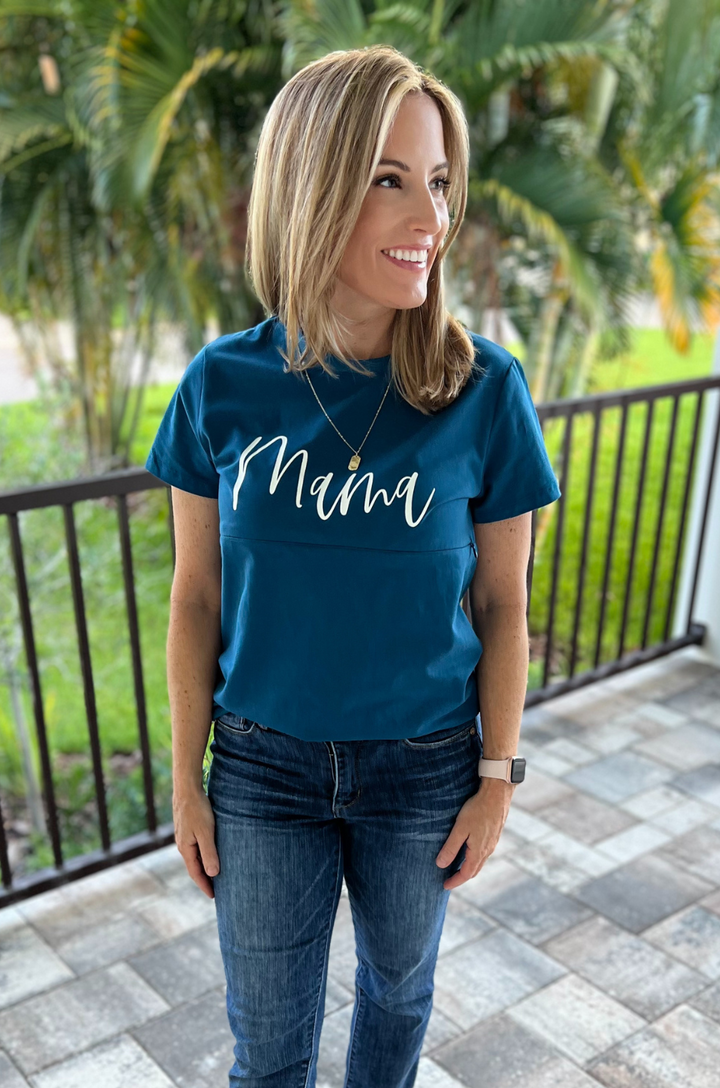 Mama nursing tee in blue 