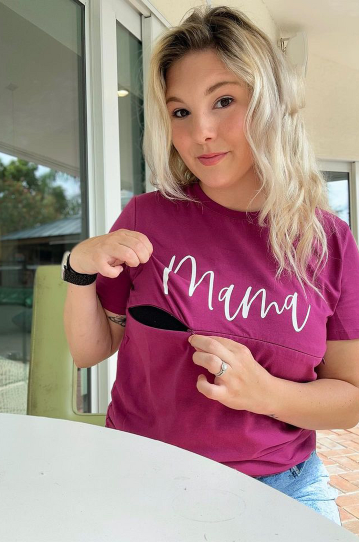 “Mama" and "Mini" Cursive T-Shirt Bundle - Berry