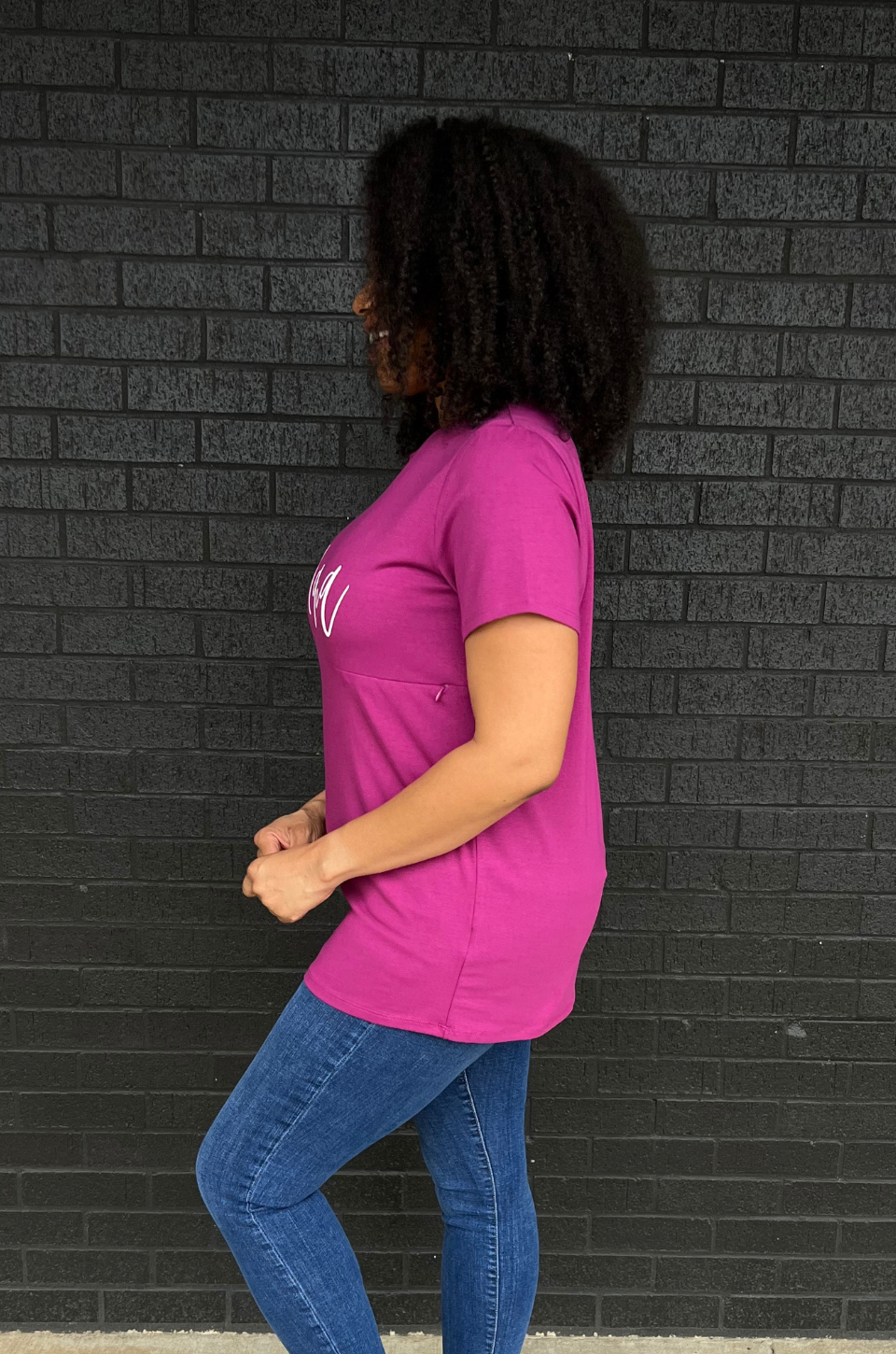 pink nursing tee zipper