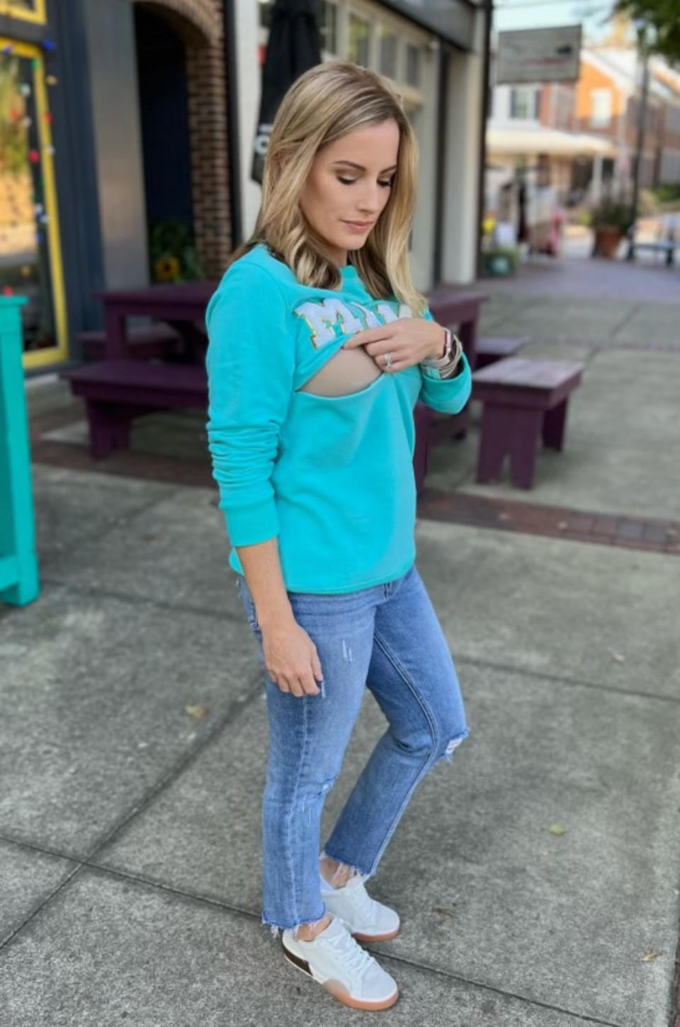 teal nursing hoodie