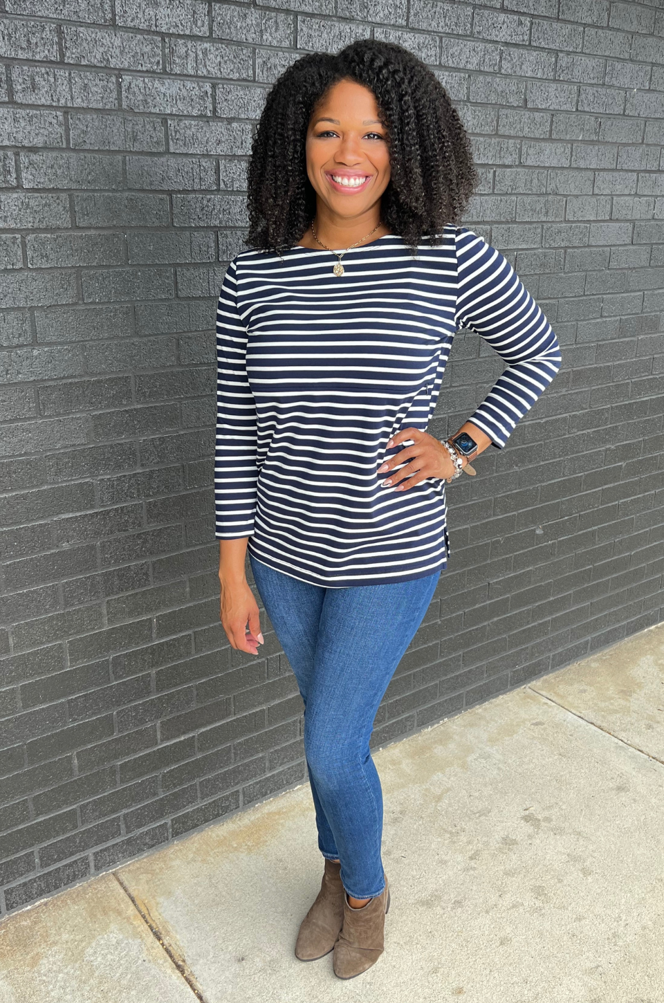 navy stripe breastfeeding top