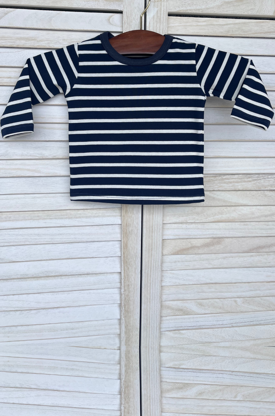 navy stripe baby shirt