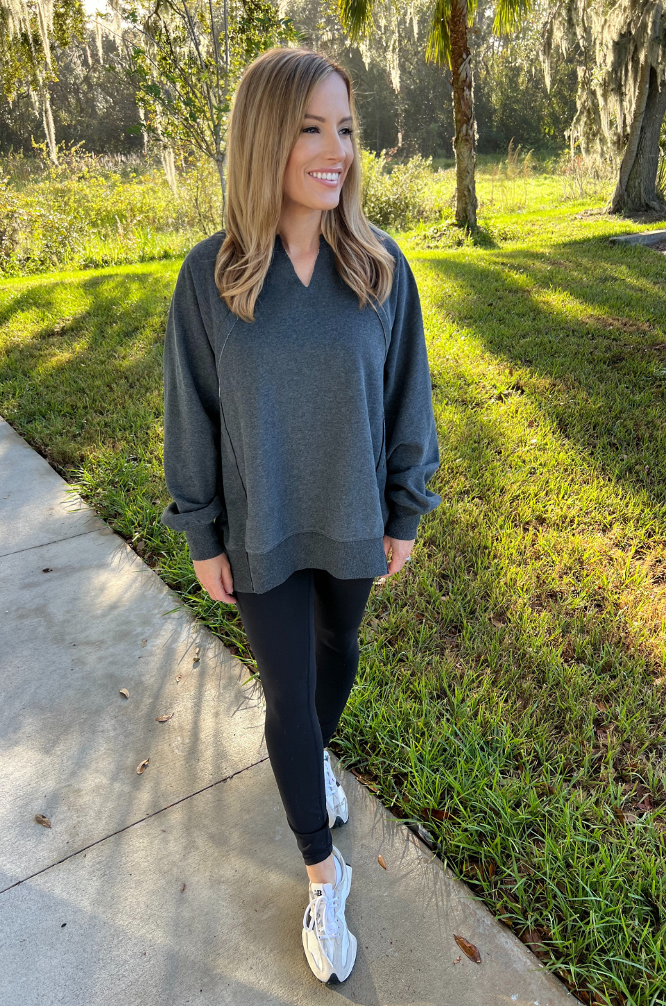 COMING SOON Super Oversized Nursing Crewneck Sweatshirt - Dark Gray