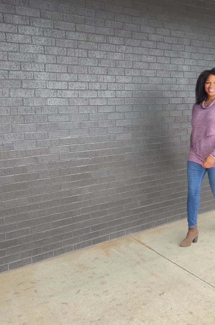 Comfy and soft purple sweater for breastfeeding