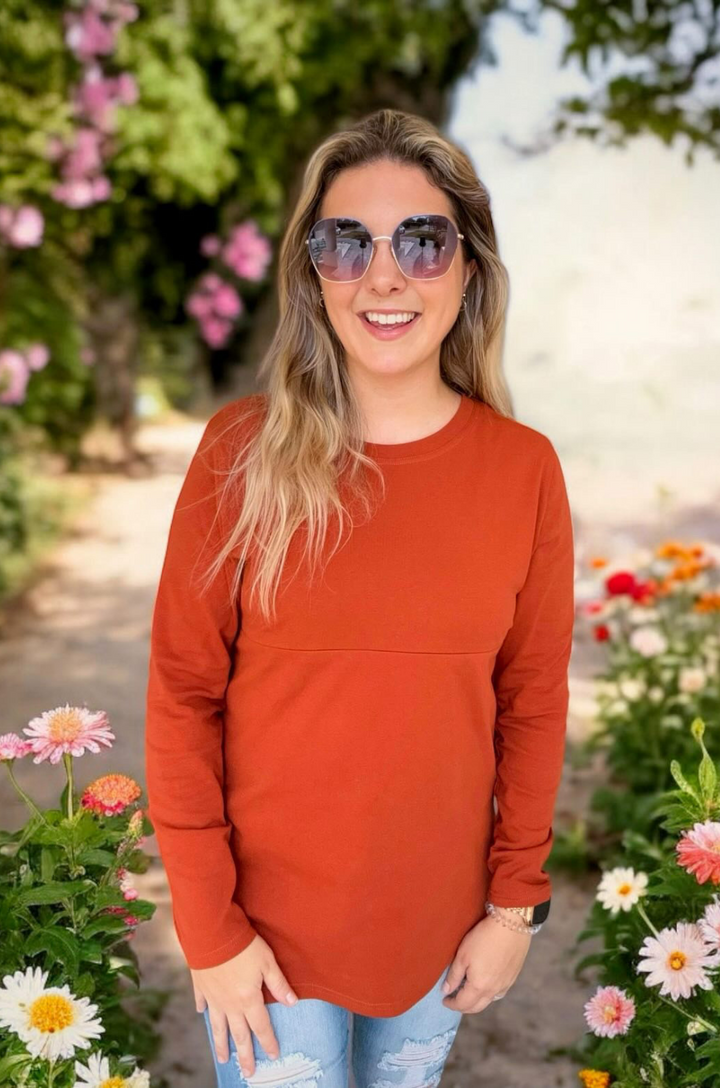 nursing top in orange
