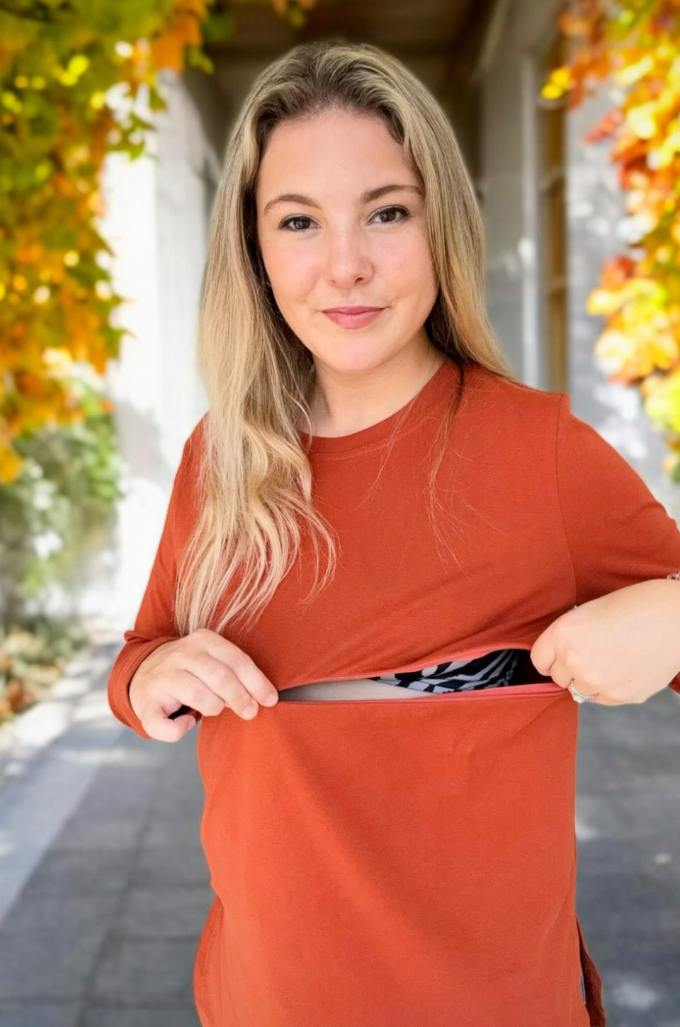 burnt orange breastfeeding top