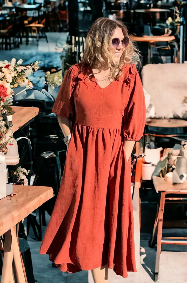 orange nursing dress