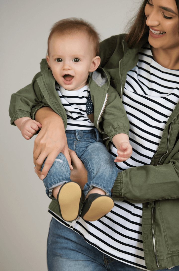  Matching Striped T-Shirt For Baby - Black and White 