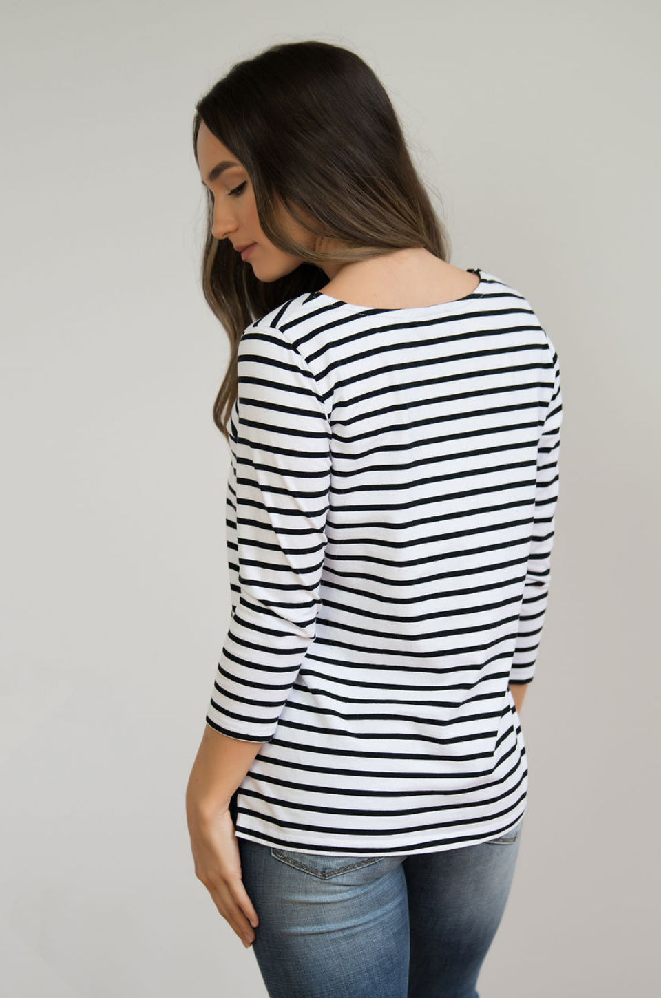 NURSING QUEEN Striped Nursing Top - Hidden Zipper- Black and White - Nursing Queen 