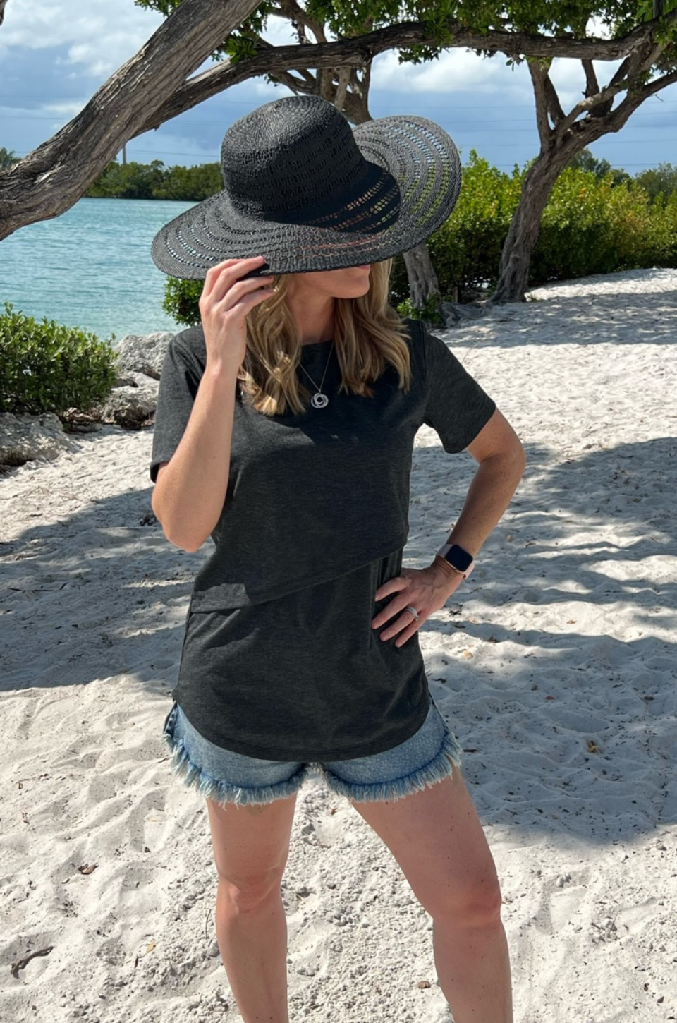 charcoal gray nursing tee