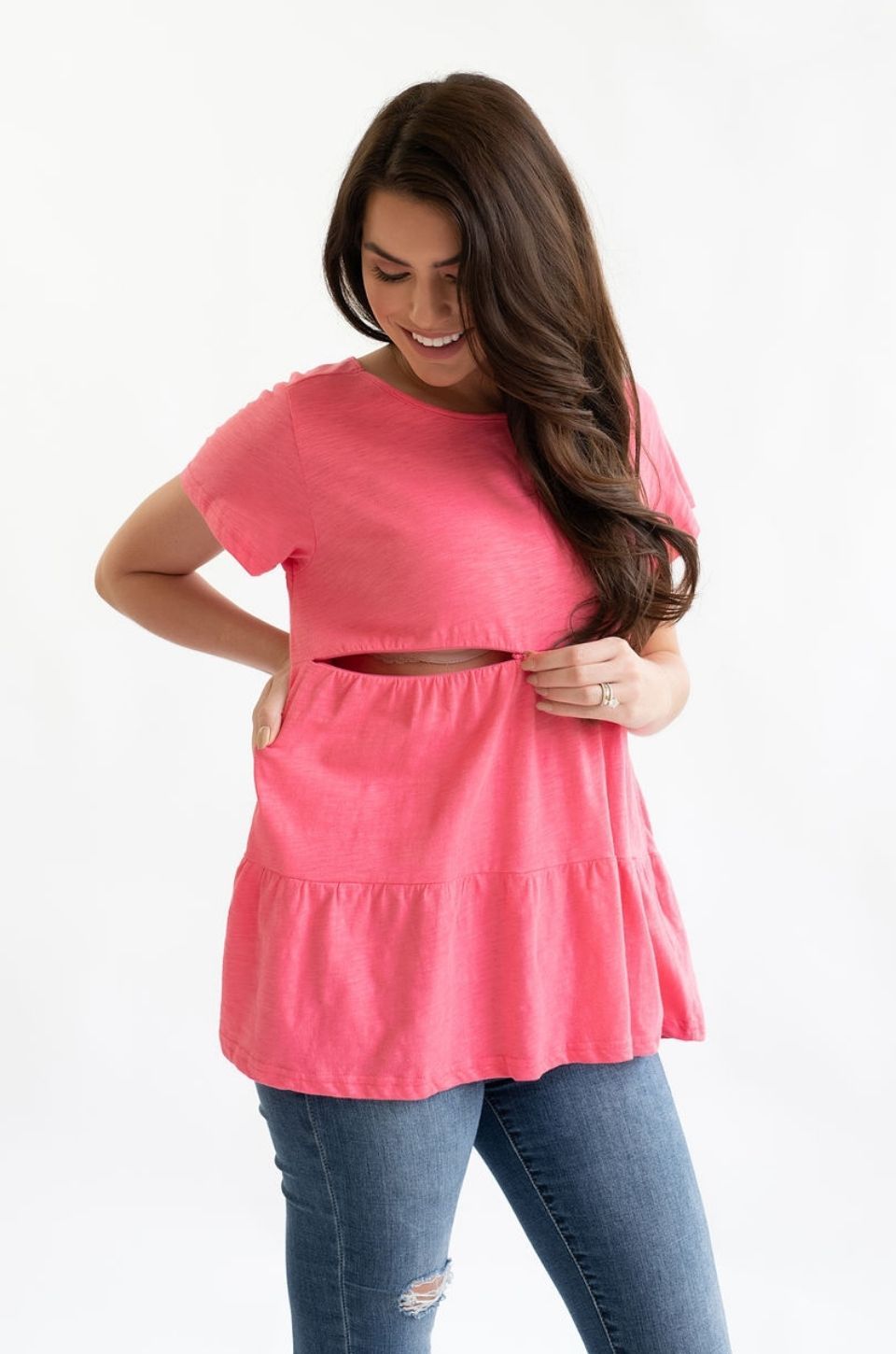 bright color nursing shirt for breastfeeding