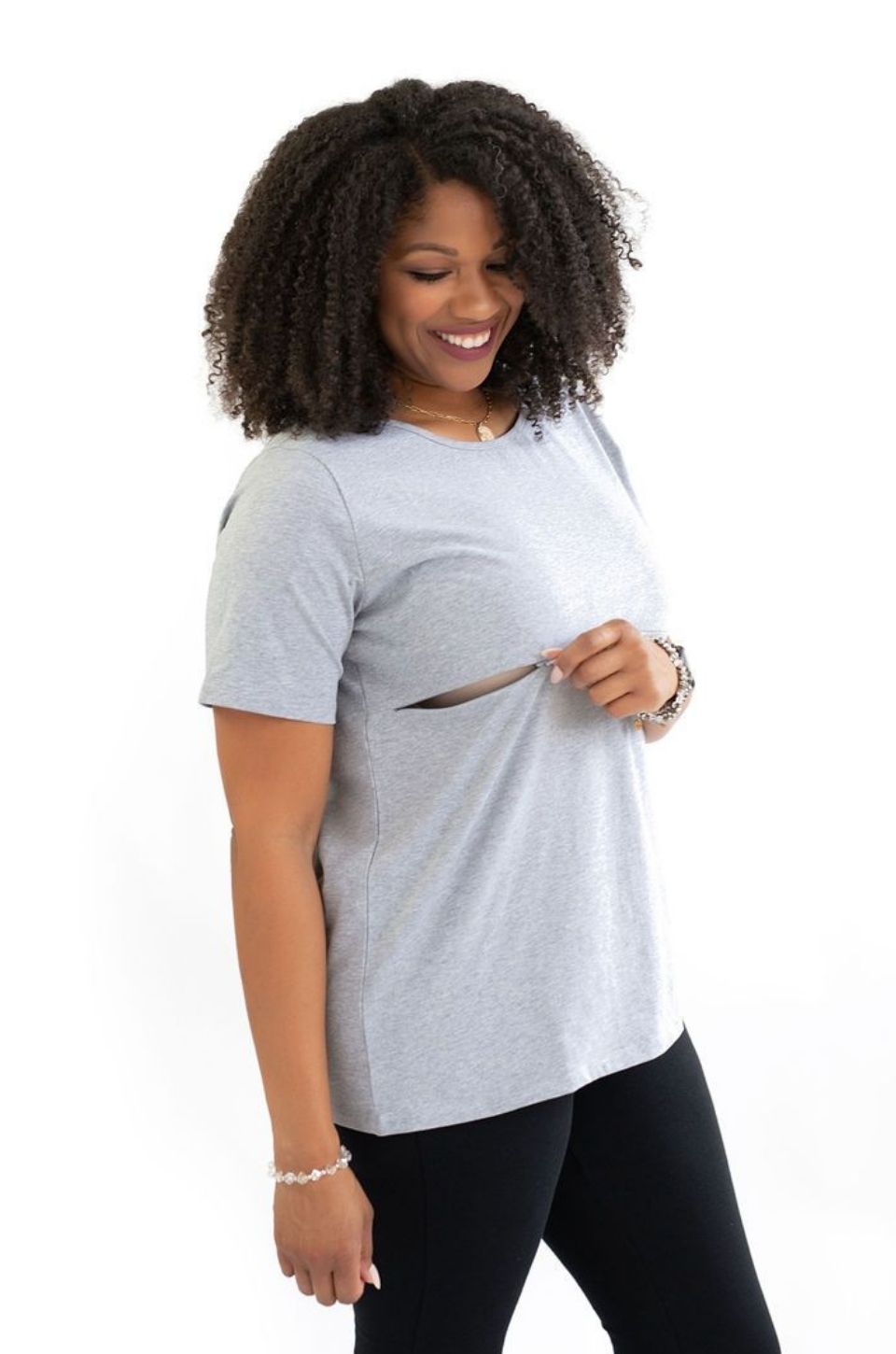 gray cotton nursing shirt