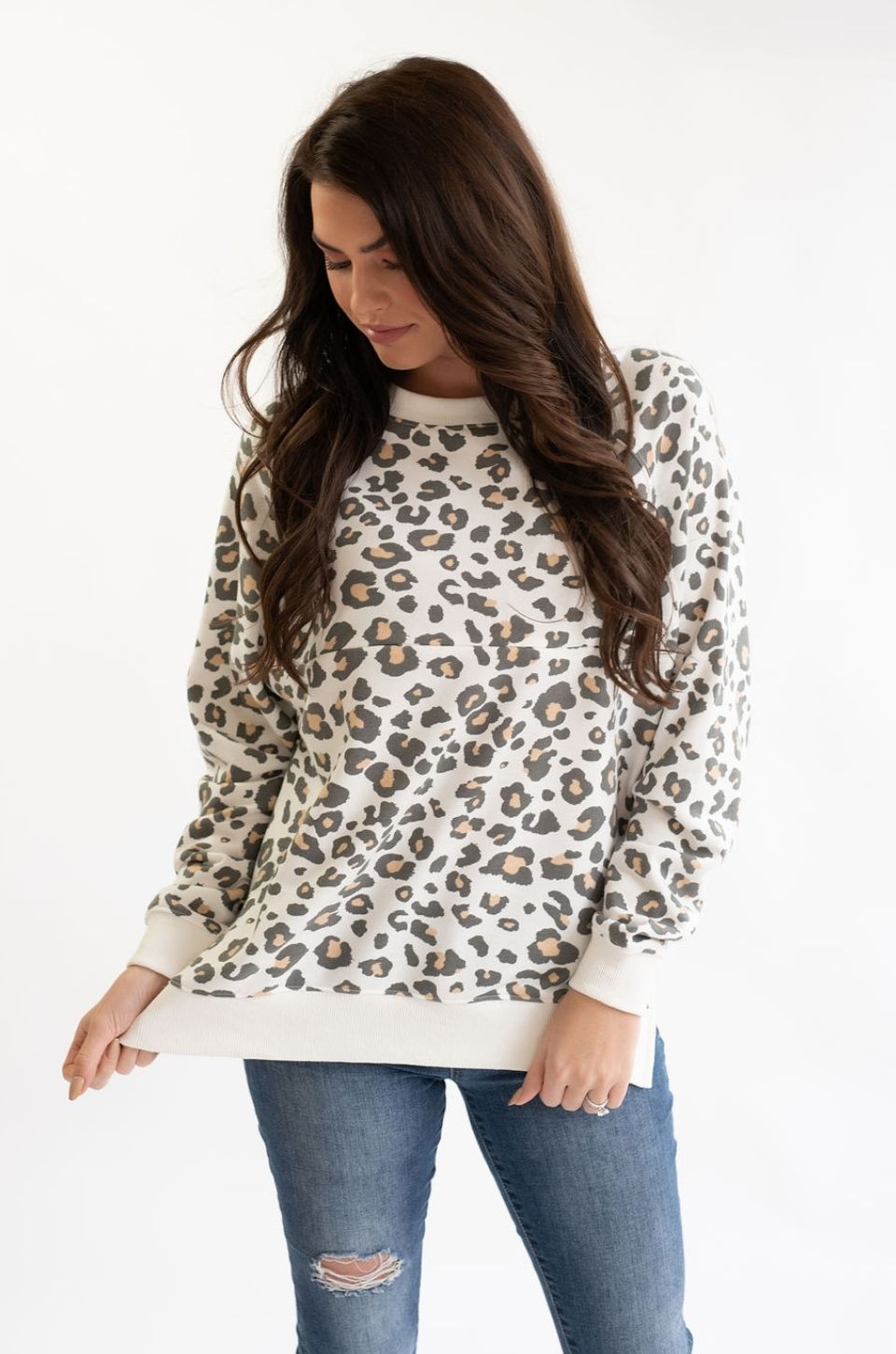 oversized nursing sweatshirt for breastfeeding