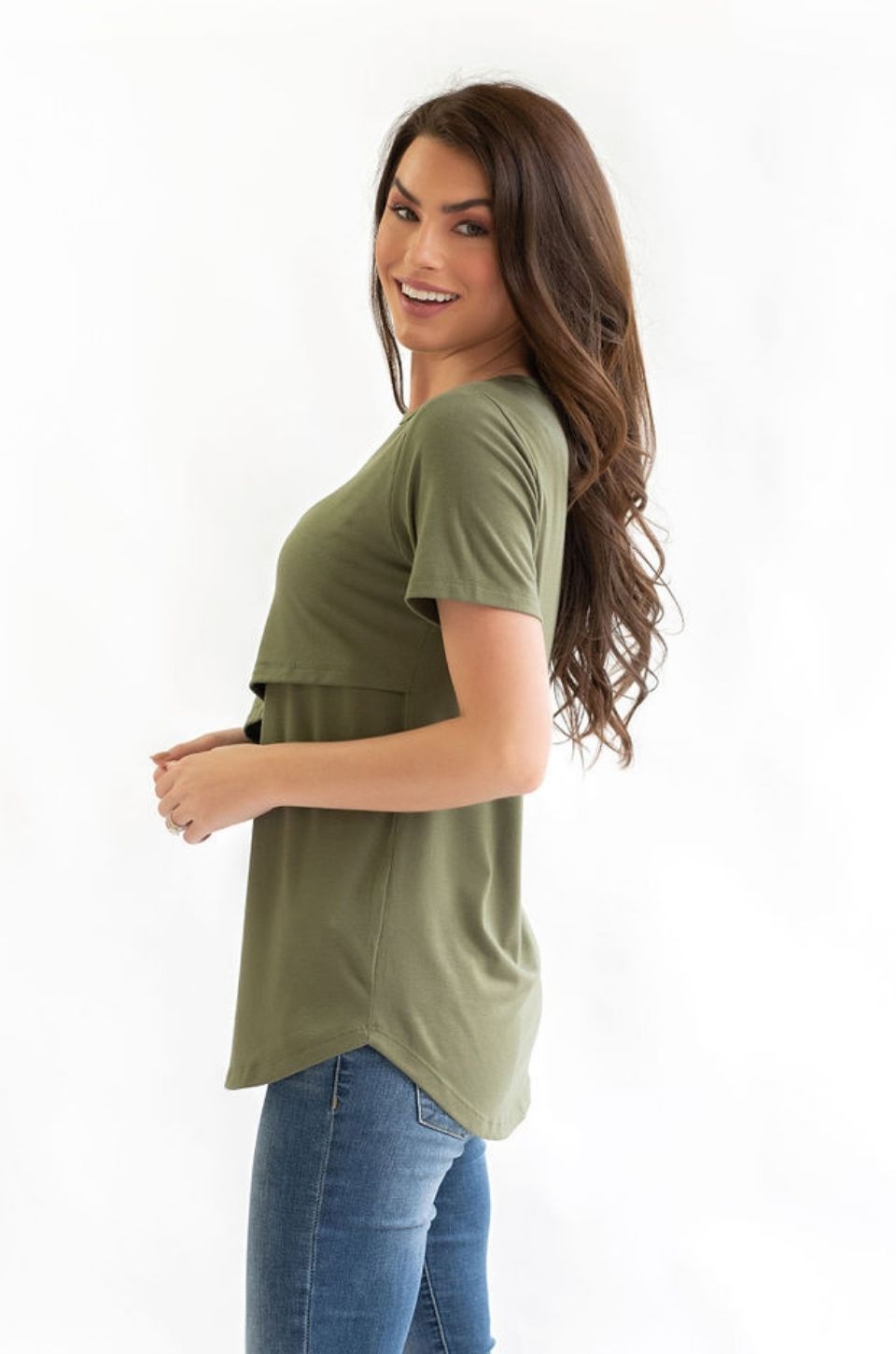 nursing shirt for breastfeeding olive green