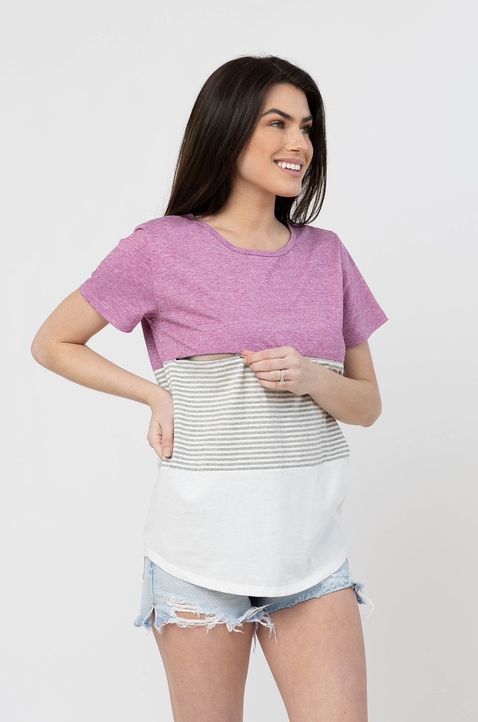 zipper nursing top pink