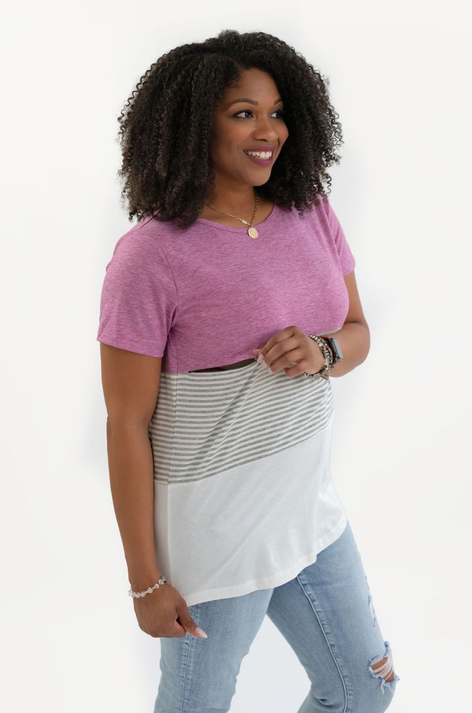 pink summer breastfeeding shirt