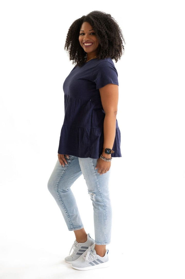 Cotton nursing shirt blue